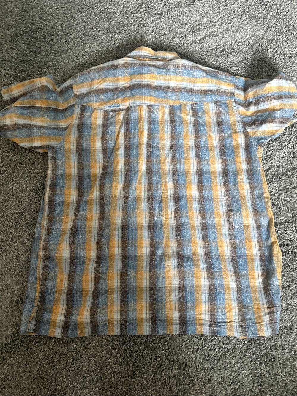 Columbia Short-Sleeve Plaid Button-Down Shirt — Blue and orange - Picture 2 of 7